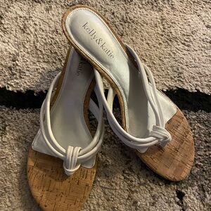 Kelly & Katie White and Brown Women's Sandals Sz 7.5